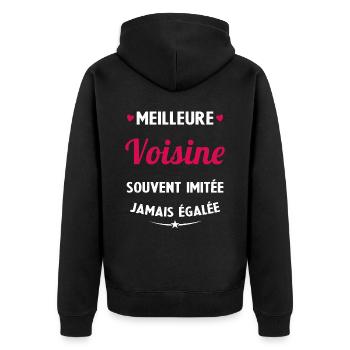 Meilleure voisine souvent imitée jamais égalée - Veste à capuche bio Premium Unisexe - noir - Dos - Nico (187cm)