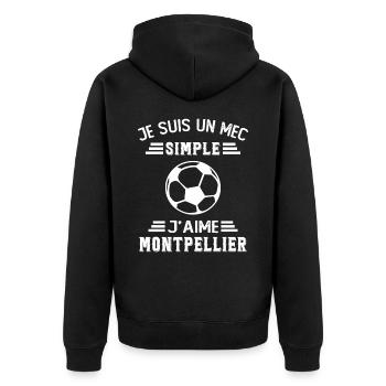 je suis un mec simple j aime Montpellier - Veste à capuche bio Premium Unisexe - noir - Dos - Nico (187cm)