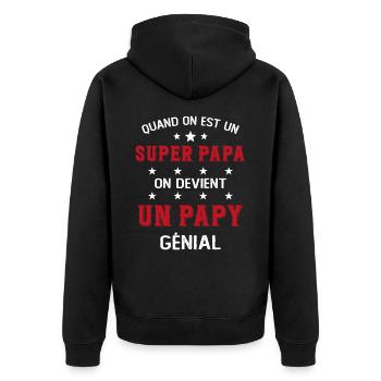 Un Super Papa On Devient Un Papy Génial - Veste à capuche bio Premium Unisexe - noir - Dos - Nico (187cm)