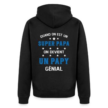 Un Super Papa On Devient Un Papy Génial - Veste à capuche bio Premium Unisexe - noir - Dos - Nico (187cm)