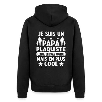 Plaquiste fête des pères futur papa - Veste à capuche bio Premium Unisexe - noir - Dos - Nico (187cm)