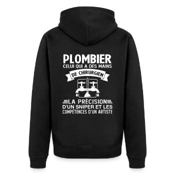 Homme Cadeau drôle plombiers Humour - Veste à capuche bio Premium Unisexe - noir - Dos - Nico (187cm)