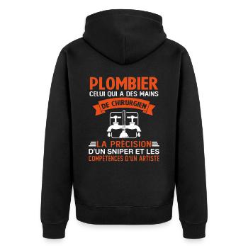 Homme Cadeau drôle plombiers Humour - Veste à capuche bio Premium Unisexe - noir - Dos - Nico (187cm)