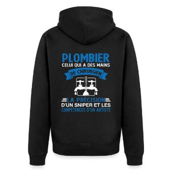 Homme Cadeau drôle plombiers Humour - Veste à capuche bio Premium Unisexe - noir - Dos - Nico (187cm)