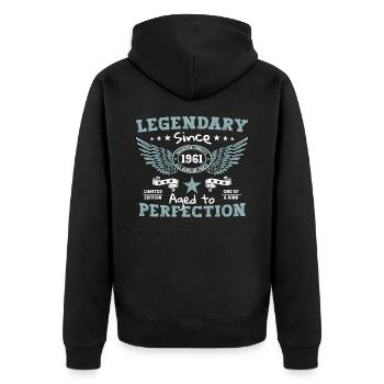 Legendary since 1961 61st birthday gift - Unisex Premium Organic Zip Hoodie - black - Back - Nico (187cm)