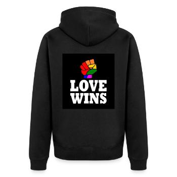 Love wins - Unisex Premium Organic Zip Hoodie - black - Back - Nico (187cm)
