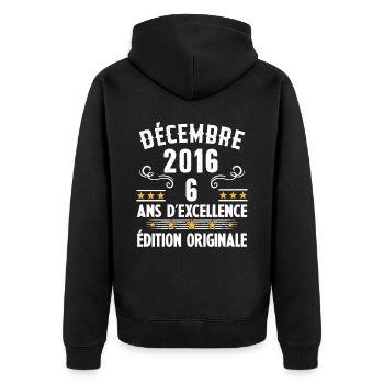 6 Ans Anniversaire Vintage Né(e) en Décembre 2016 - Veste à capuche bio Premium Unisexe - noir - Dos - Nico (187cm)