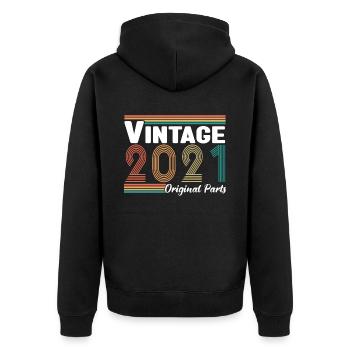 Vintage 2021 Vintage Anniversary Gift Idea 2021 - Unisex Premium Organic Zip Hoodie - black - Back - Nico (187cm)