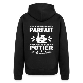 Je Ne Suis Pas Parfait Mais Je Suis Potier Cadeau - Veste à capuche bio Premium Unisexe - noir - Dos - Nico (187cm)