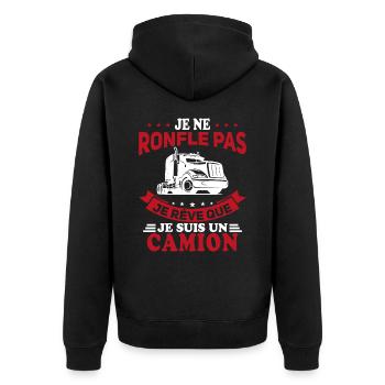 Je Ne Ronfle Pas Je Rêve Que Je Suis Un Camion - Veste à capuche bio Premium Unisexe - noir - Dos - Nico (187cm)