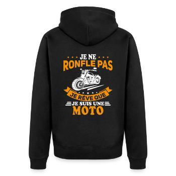 Je Ne Ronfle Pas Je Rêve Que Je Suis Une Moto - Veste à capuche bio Premium Unisexe - noir - Dos - Nico (187cm)