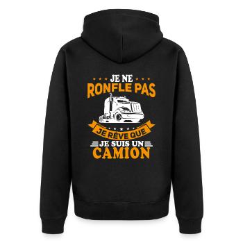 Je Ne Ronfle Pas Je Rêve Que Je Suis Un Camion - Veste à capuche bio Premium Unisexe - noir - Dos - Nico (187cm)