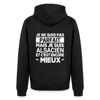 Je ne suis pas parfait mais Alsacien Alsace Cadeau - Veste à capuche bio Premium Unisexe - noir - Dos - Nico (187cm)