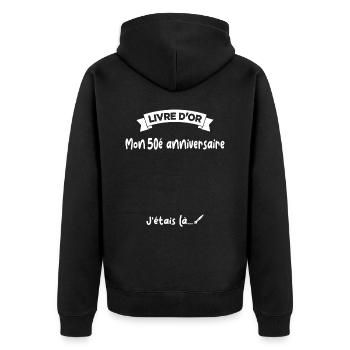 Cadeau drôle 50e Anniversaire Livre D'or - Veste à capuche bio Premium Unisexe - noir - Dos - Nico (187cm)