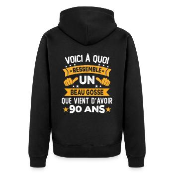Voici à quoi ressemble un beau gosse 90 Ans - Veste à capuche bio Premium Unisexe - noir - Dos - Nico (187cm)