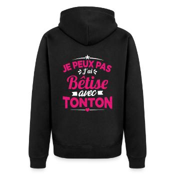JE PEUX PAS J'AI BETISE AVEC TONTON - Veste à capuche bio Premium Unisexe - noir - Dos - Nico (187cm)