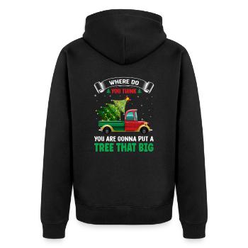 Christmas with Christmas Tree Design - Unisex Premium Organic Zip Hoodie - black - Back - Nico (187cm)