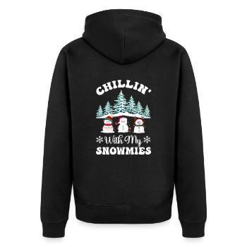 Chilling with my Snowmies, gift for friends - Unisex Premium Organic Zip Hoodie - black - Back - Nico (187cm)