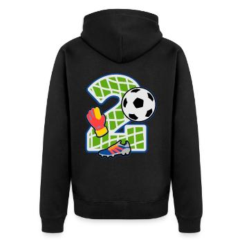 Football 2ème fête d’anniversaire numéro 2 - 2 ans - Veste à capuche bio Premium Unisexe - noir - Dos - Nico (187cm)