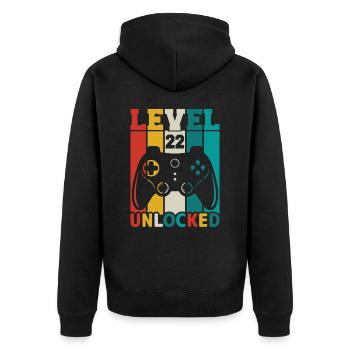 22 ans 22e anniversaire Niveau Gamin débloqué - Veste à capuche bio Premium Unisexe - noir - Dos - Nico (187cm)