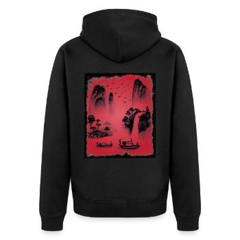 Japan Landscape Japanese Art - Unisex Premium Organic Zip Hoodie - black - Back - Nico (187cm)