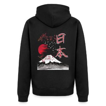 Japan Landschaft japanische Kunst - Unisex Premium Bio Zip Hoodie - Schwarz - Hinten - Nico (187cm)