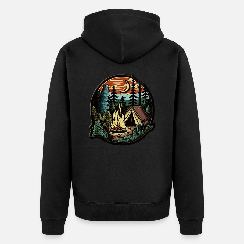 Camping - Patch design - Veste à capuche bio Premium Unisexe - noir