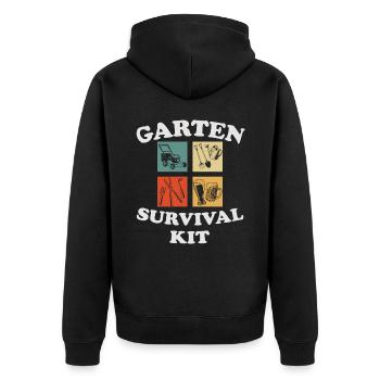 Garten Survival Kit Vintage - Unisex Premium Bio Zip Hoodie - Schwarz - Hinten - Nico (187cm)