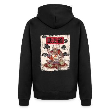 Japan Japanese Art Vintage Aesthetic - Unisex Premium Organic Zip Hoodie - black - Back - Nico (187cm)