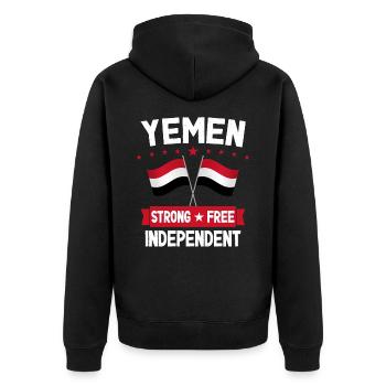 Jemen - Unisex Premium Bio Zip Hoodie - Schwarz - Hinten - Nico (187cm)