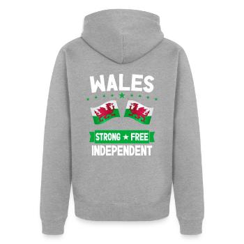 Wales - Unisex Premium Bio Zip Hoodie - Grau meliert - Hinten - Nico (187cm)