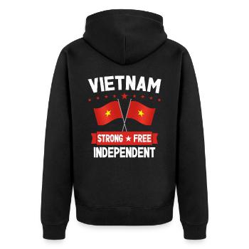 Vietnam - Unisex Premium Organic Zip Hoodie - black - Back - Nico (187cm)