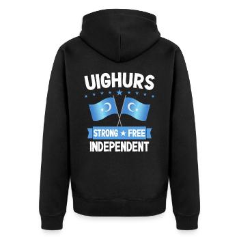Ouïghours - Veste à capuche bio Premium Unisexe - noir - Dos - Nico (187cm)