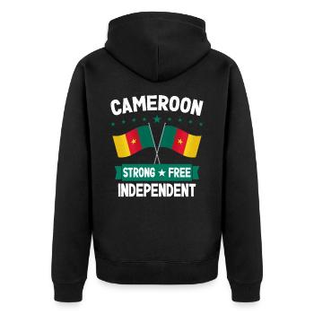 Cameroon - Unisex Premium Organic Zip Hoodie - black - Back - Nico (187cm)