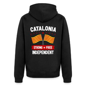 Catalonia - Unisex Premium Organic Zip Hoodie - black - Back - Nico (187cm)
