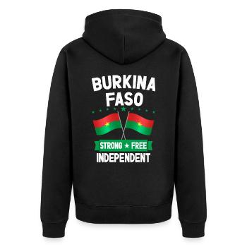 Burkina Faso - Unisex Premium Organic Zip Hoodie - black - Back - Nico (187cm)