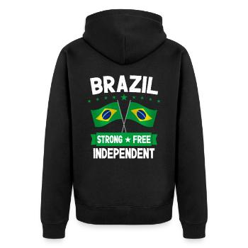Brazil - Unisex Premium Organic Zip Hoodie - black - Back - Nico (187cm)