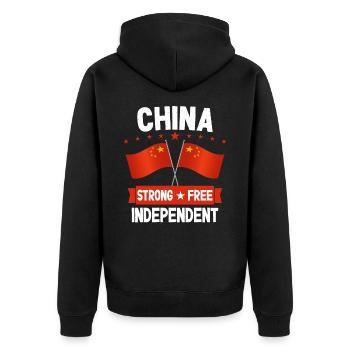 China - Unisex Premium Bio Zip Hoodie - Schwarz - Hinten - Nico (187cm)