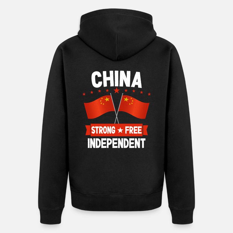 China - Unisex Premium Bio Zip Hoodie - Schwarz