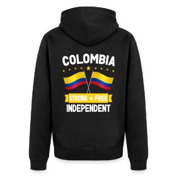 Kolumbien - Unisex Premium Bio Zip Hoodie - Schwarz - Hinten - Nico (187cm)