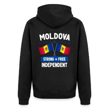 Moldova - Unisex Premium Organic Zip Hoodie - black - Back - Nico (187cm)