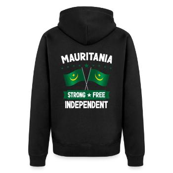 Mauretanien - Unisex Premium Bio Zip Hoodie - Schwarz - Hinten - Nico (187cm)