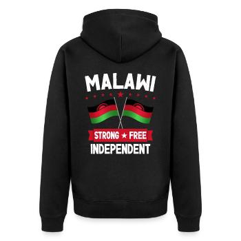 Malawi - Unisex Premium Organic Zip Hoodie - black - Back - Nico (187cm)