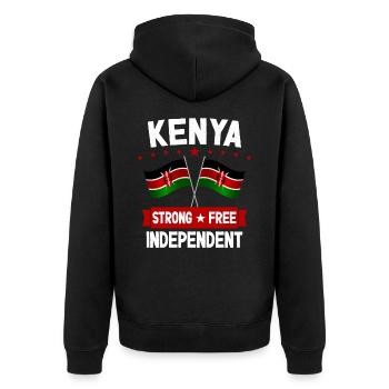 Kenia - Unisex Premium Bio Zip Hoodie - Schwarz - Hinten - Nico (187cm)