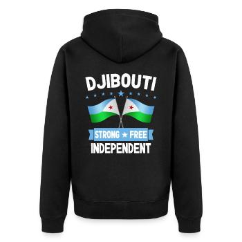Dschibuti - Unisex Premium Bio Zip Hoodie - Schwarz - Hinten - Nico (187cm)