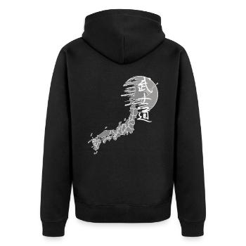 Japan Retro Aesthetics Vaporwave Streetwear - Unisex Premium Organic Zip Hoodie - black - Back - Nico (187cm)