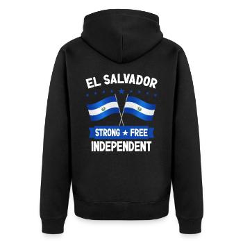 El Salvador - Unisex Premium Bio Zip Hoodie - Schwarz - Hinten - Nico (187cm)