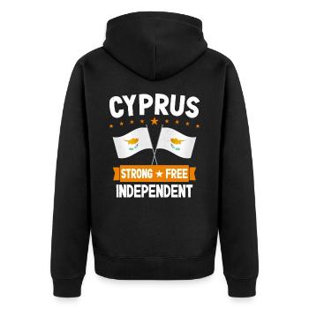 Zypern - Unisex Premium Bio Zip Hoodie - Schwarz - Hinten - Nico (187cm)