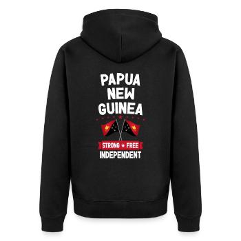 Papua-Neuguinea - Unisex Premium Bio Zip Hoodie - Schwarz - Hinten - Nico (187cm)