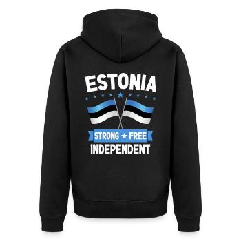 Estland - Unisex Premium Bio Zip Hoodie - Schwarz - Hinten - Nico (187cm)